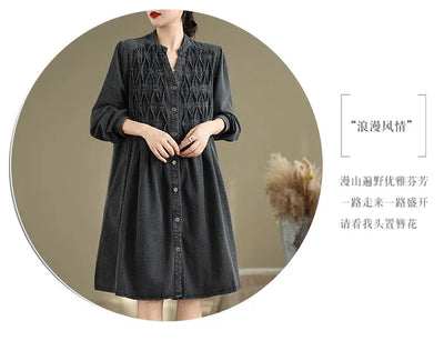 Denim Oversized Autumn Winter Long Sleeve Coat Women Ruffle Fashion Loose Pleated Ladies Jackets Retro Woman Jackets Coats