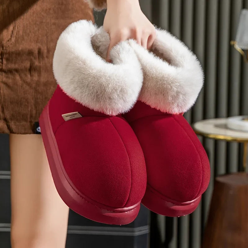 Kidmi Classic Fur Boots For Women Winter Boots Outdoor Fashion Ankle Long Boots For Women Padded Boots New Indoor Warm Fur Shoes