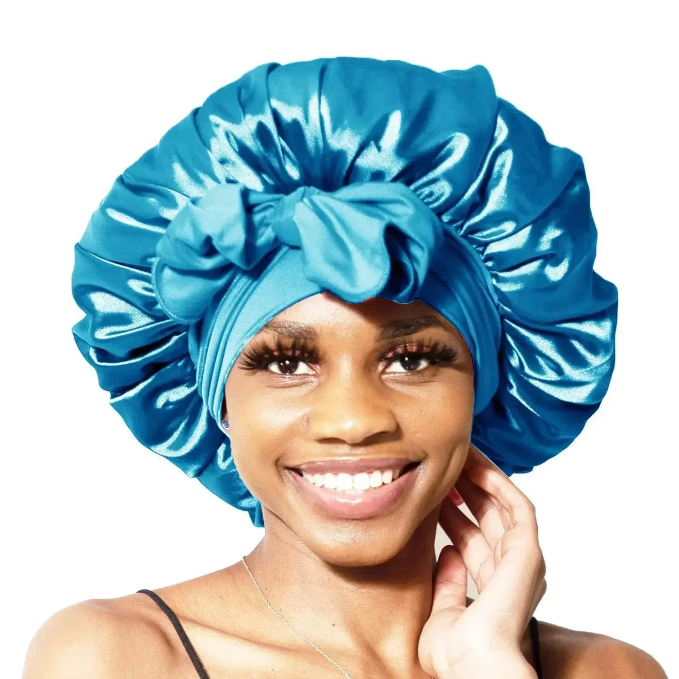 Silk Bonnet for sleeping Women Satin bonnet Hair Bonnet Night Sleep Cap Scarf wrap for Curly Hair with tie Band Black