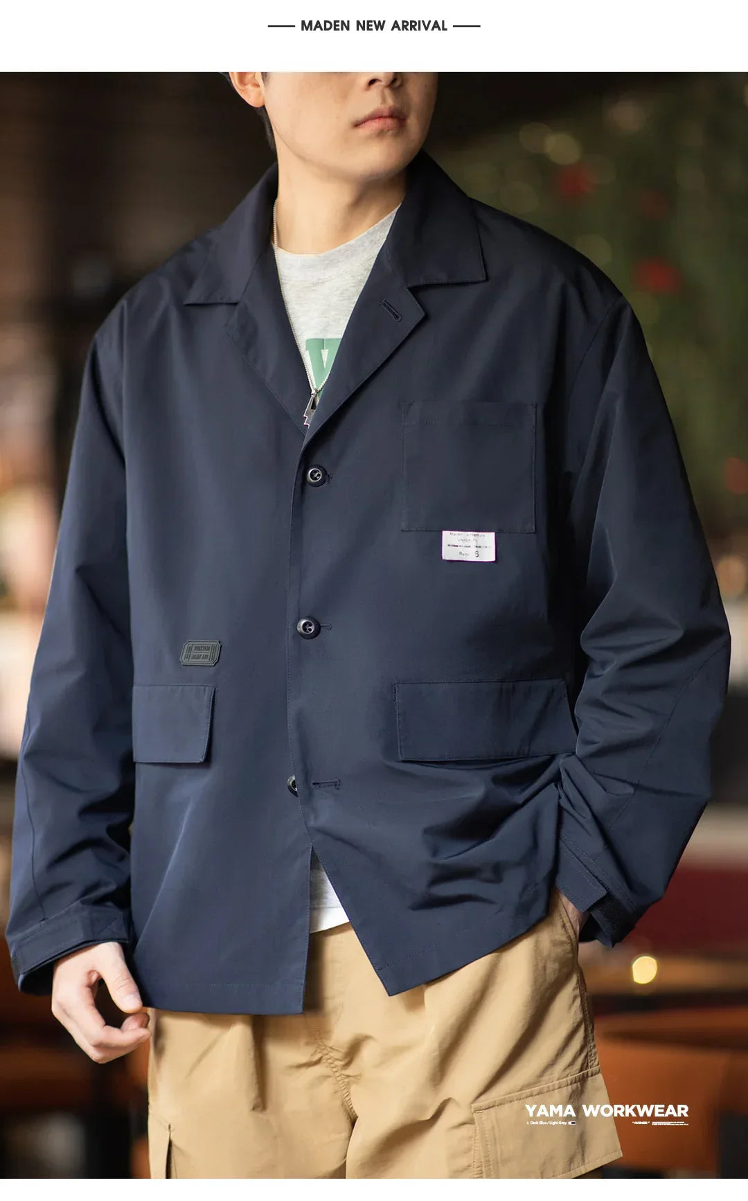 Maden Mountain Style Outdoor Multi-Pocket Suit Jacket Cityboy Flat Lapel Casual Versatile Coat Men's Blazer Spring And Autumn