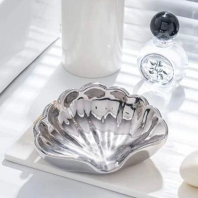 Luxury Shell Soap Dish, Ceramic Bathroom Soap Holder, Punch - Free Creative Soap Tray, Minimalist Vanity Decor