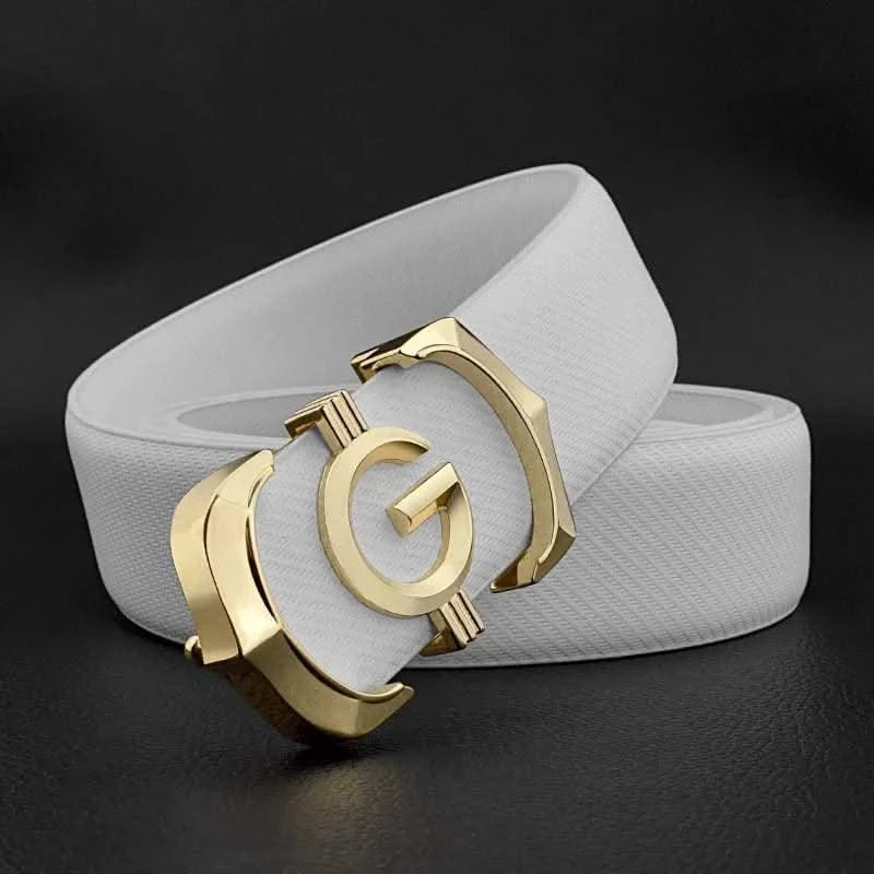 High quality genuine leather fashion G Designer belts men | Cowskin casual white Waist Strap