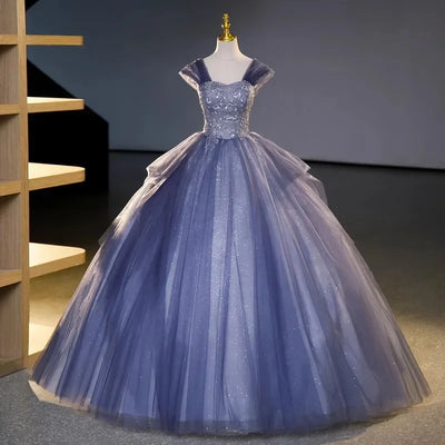 French Style Off Shoulder Wedding Dresses For Bride Gowns Princess Ball Gown Slim Waist Sequined Luxury Shinny Evening Dress