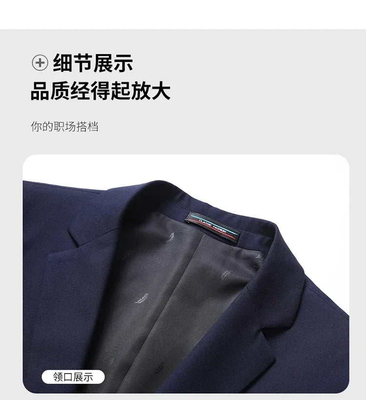 2025 Blazer New Men's Fashion Business Solid Color British Style Professional Work Groom Wedding Dress Best Man Blazer Jacket