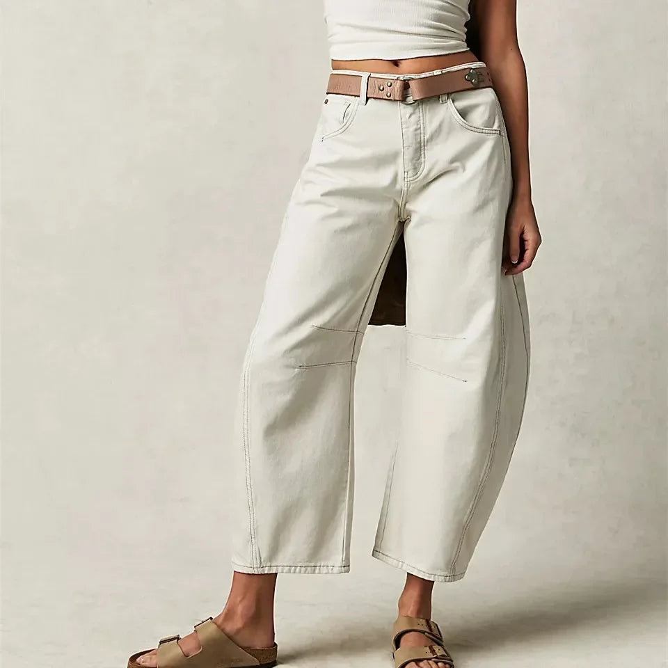 Hirigin Wide Leg Baggy Jeans Women Casual Loose Mid Waist Denim Pants 90s Boyfriend Denim Bloomers Girlfriend Barrel Jeans
