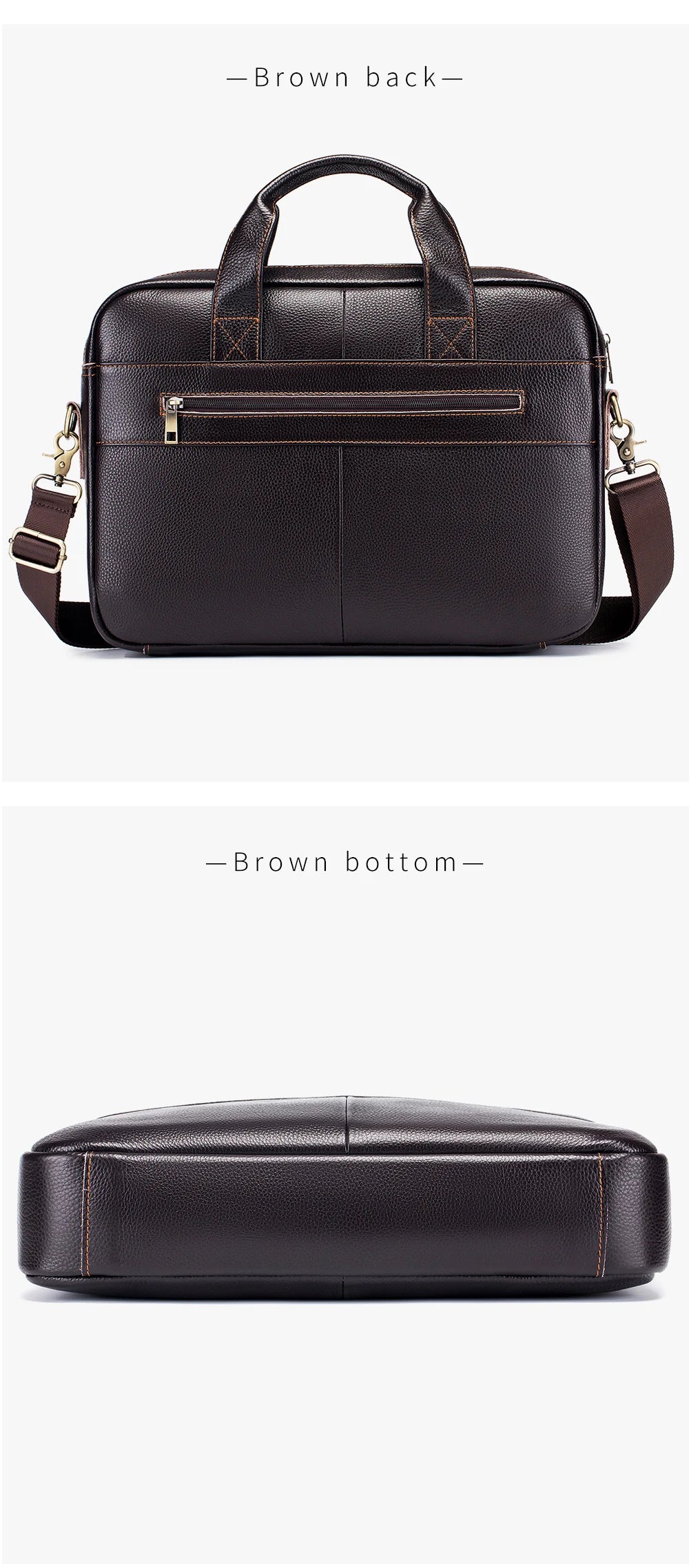 Hot selling men's bags, leather handbags, men's top layer cowhide briefcase, 14 inch computer file bag