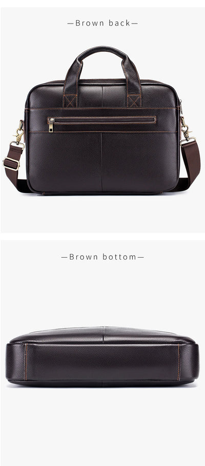 Hot selling men's bags, leather handbags, men's top layer cowhide briefcase, 14 inch computer file bag