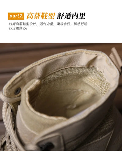 Outdoor Training Men's Tactical Boots High-Top Desert Shoes Camouflage Climbing Hiking Shoes for Men Canvas Platform Ankle Boots