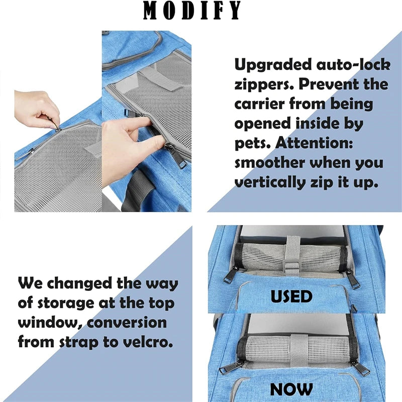 1 PCS Portable Wheeled Pet Carrier For 2 Large Cats Double Compartment Rolling Cat Travel Carrier For Two Pets