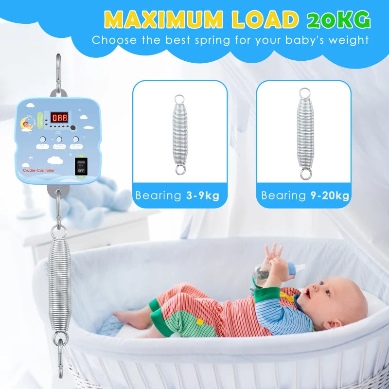 Babyschaukel-Controller Electric Baby Swing Controller,2 Spring,Remote Control, Motor Spring Bracket, Adjustable Timer, No Noise