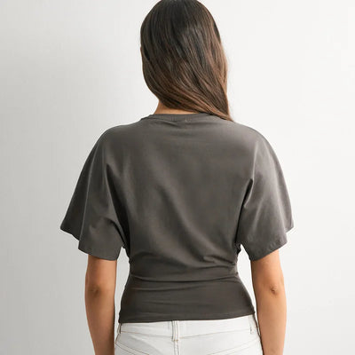 Women's cotton t-shirt summer 2025 baggy crop top French style elegant blouses Sense of design Short sleeve tee casual y25tp031
