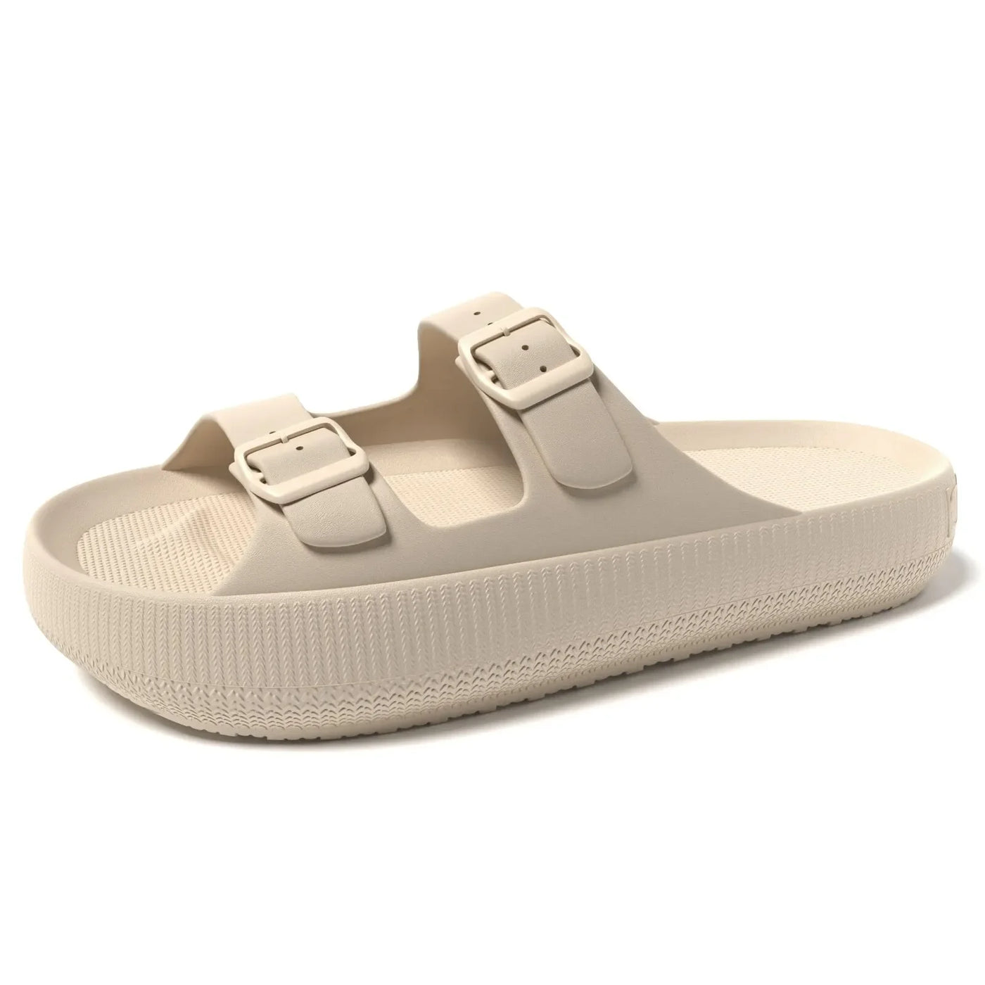 Women's Slippers Fashion Thick Sole Double Buckle Sandals Men Pool Beach Garden Quick Dry Open Toe Indoor Outdoor Shoes
