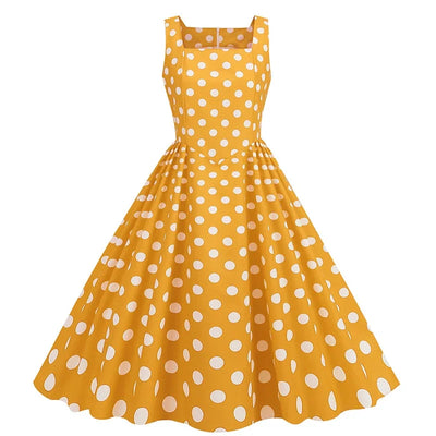 New Summer Party Dress Women 2024 Bohemian Point Dot Printed Dress Elegant Sexy Sleeveless Pleated Casual Beach Vestidos
