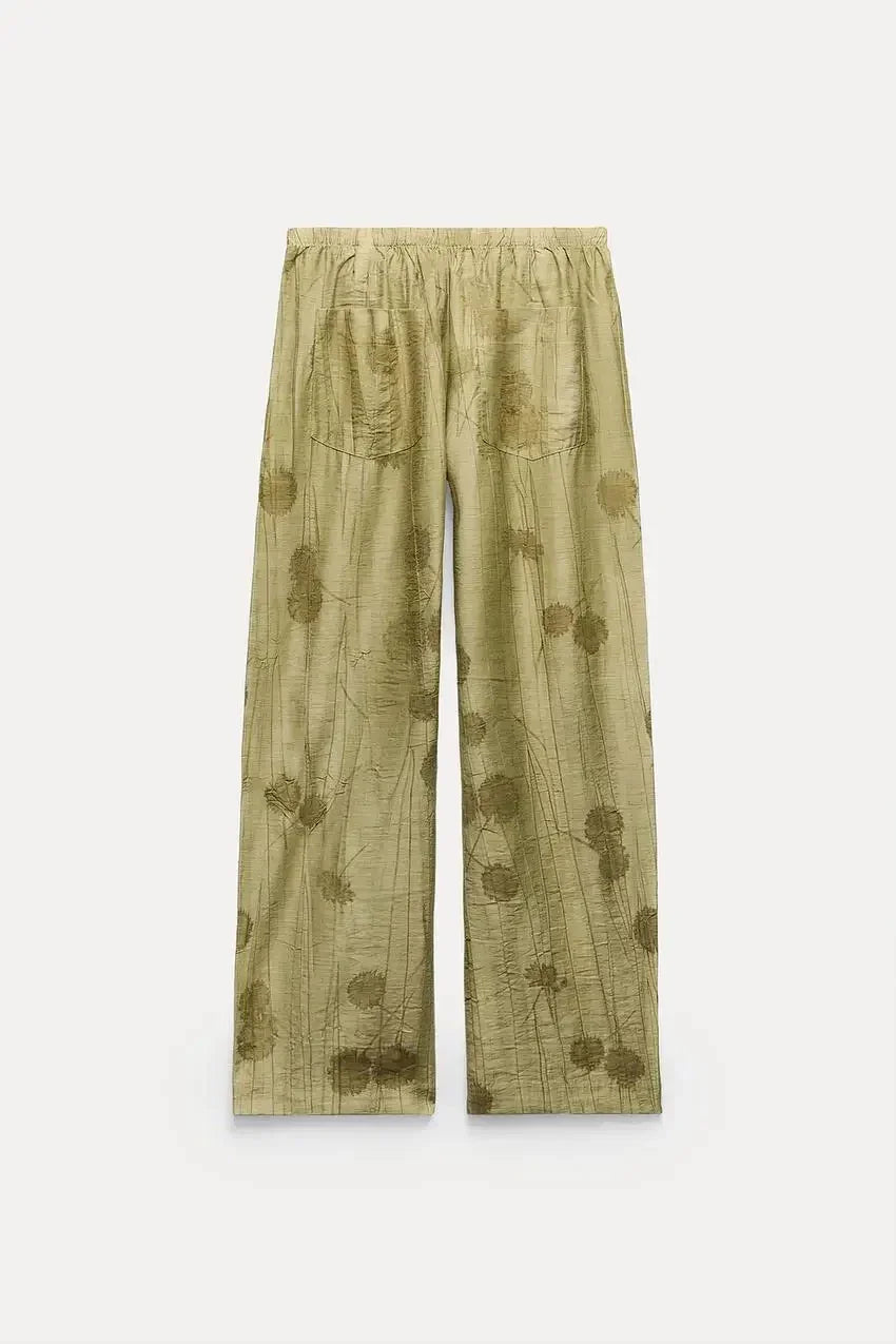 Women's Jacquard Oversized Shirt Trousers Short Sleeves Suit Lapel Shirt High Waist Elastic Straight Leg Pants Chic Female Set