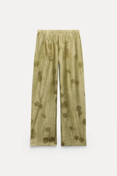 Women's Jacquard Oversized Shirt Trousers Short Sleeves Suit Lapel Shirt High Waist Elastic Straight Leg Pants Chic Female Set