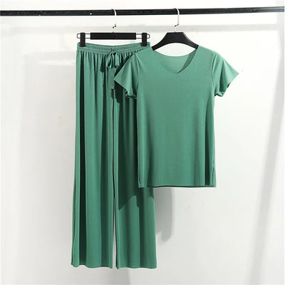 Female Home Clothes 2 Pieces Set Lady Home Suit Summer Women Lounge Wear Autumn Loose Homewear Suit for Women Pajamas Pants Set