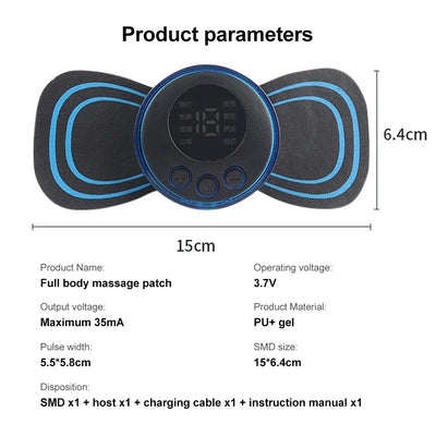 Neck Massager Mini Electric Neck Massage EMS Cervical Back Vertebra Massage Patch 8 Modes Relieve Relax Muscle Fatigue Tools