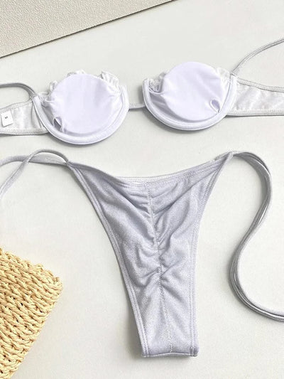 Sexy Bikinis Cup Swimsuit Print Biquinis Feminino Swimwear Bow String Bikini Sets Micro Bathing Suit Women Beachwear Summer