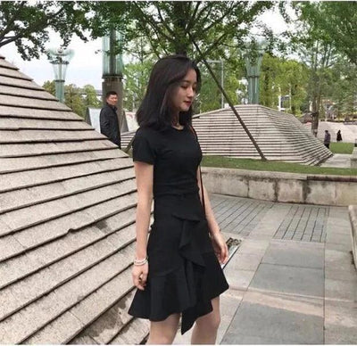 Midi Ruffle Women's Dress Soft Black Female Dresses Harajuku Elegant and Beautiful on Sale Clearance New in Clothing Hot Retro X