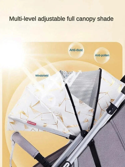 Two-way Lightweight High-view Baby Stroller Can Sit or Lie Down Portable Travel Baby Stroller Four-wheel Baby Stroller
