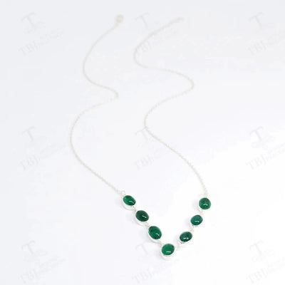 Designer Handmade Necklace for Women S925 Silver Natural Emerald Gemstones (Wedding Anniversary Gift)