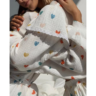 Women Cotton Linen Print Loose Suit Women Lantern Sleeve Ruffles V-neck Patchwork Single-Breasted Top High Waist Mini Skirt Suit