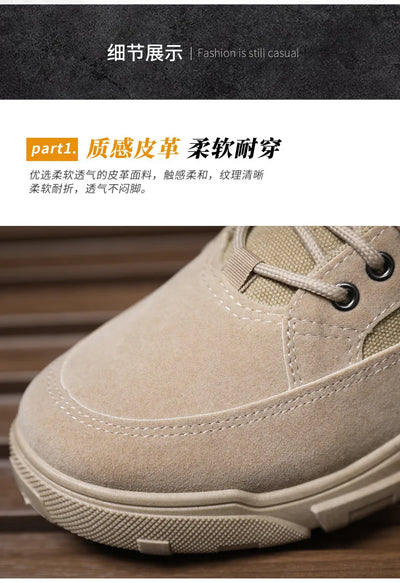 Outdoor Training Men's Tactical Boots High-Top Desert Shoes Camouflage Climbing Hiking Shoes for Men Canvas Platform Ankle Boots