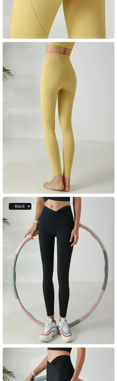Yoga pants women's fitness running sports 2024 new spring and fall belly lifting hip tight bottoming pants nude stretch