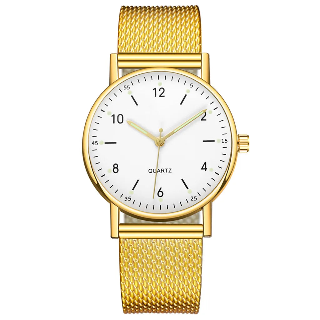 Women'S High-End Quartz Watch Casual Non-Waterproof Stainless Steel Luminous Dial Leather Steel Ladies Watch Luxury Fashion