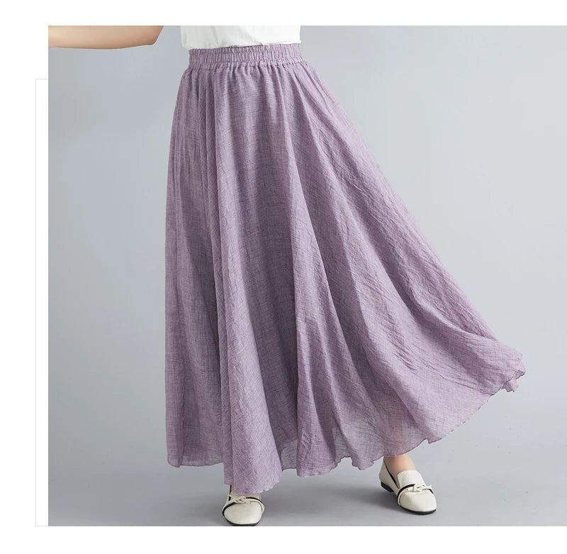 Fashion Cotton Linen Clothes Women Skirts Maxi Y2k Elegant Beach Saia Ropa Mujer Casual Vestido Boho Long Skirt Faldas Harajuku