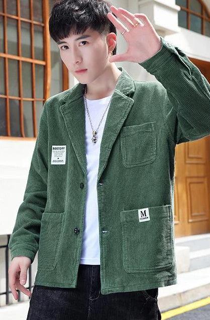 Man Suits and Blazers Black Corduroy Jacket for Men Single Breasted Fashion 2024 Elegant Coats Classic Casual High Quality New