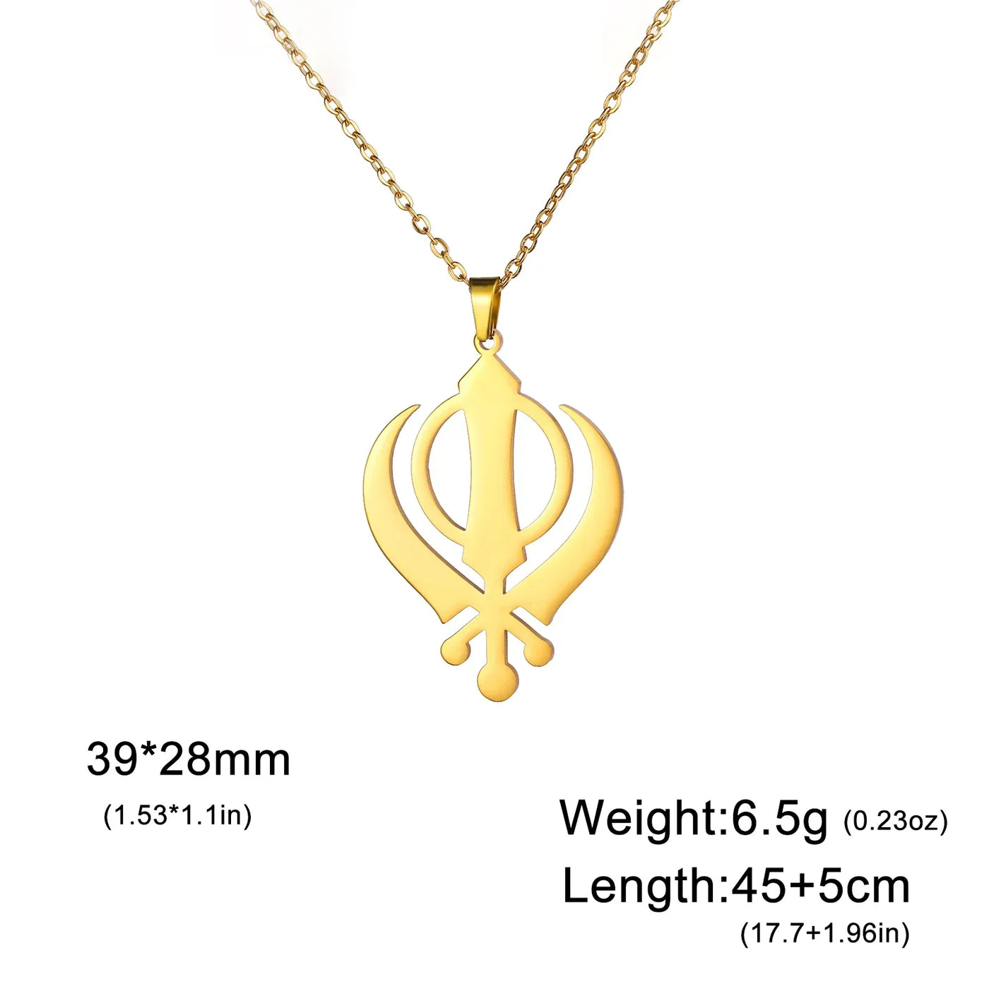 LIKGREAT Classic Sikhism Symbol Necklace Stainless Steel Sikh Khanda Necklaces Religious Protection Amulet Jewelry for Women Men