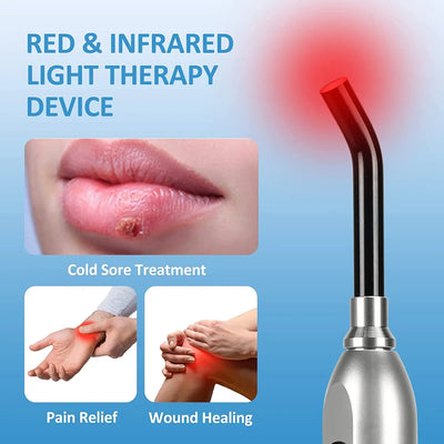 Health Care Red Light Therapy Device for Cold Sore Infrared LED Wand Healing for Pain Relief Face Body Lips Nose Knee Feet Hand