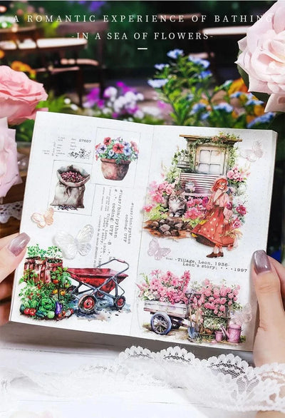 15Pcs stickers pack Garden Flower Workshop Garden Scenery Handbook Supplies Decorative Stickers Diary Scrapbook 141*93mm