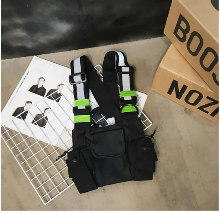 Multi-pocket Vest Bag for Men, Reflective Chest Bags, outdoor sport backpack сумка мужская bolso hombre bag for men mochilas 가방