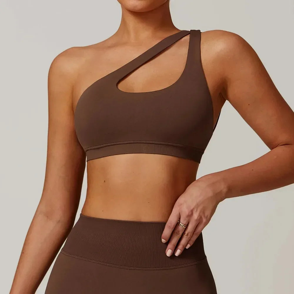 Women Underwear Sports Bra Push Up Fitness Bras One Shoulder Shockproof Yoga Bra Black White Yoga Running Bra Sexy Workout Vest