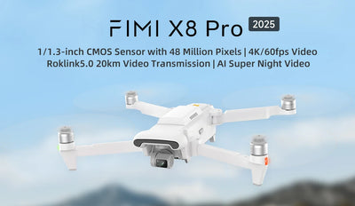 FIMI X8 Pro 2025 new drone GPS AI Super Night Video 4K 60fps 20KM range 3-axis Gimbal 1/1.3-inch 48Mp CMOS sensor Smart Tracking