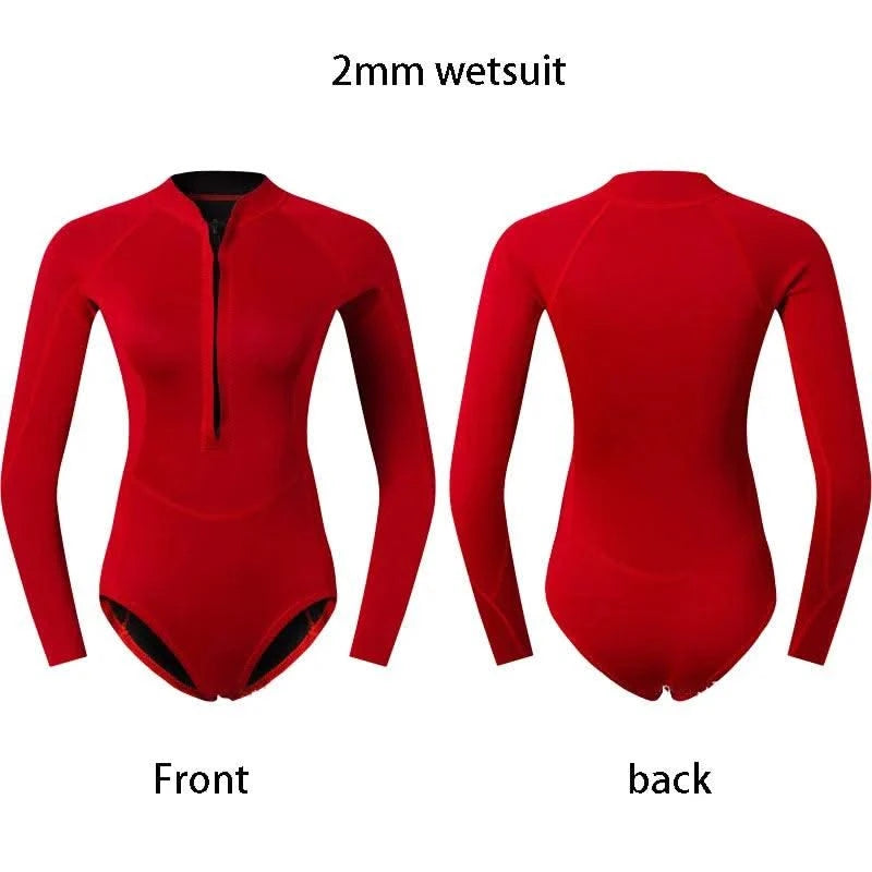 Women 2mm Bikini Diving Wetsuit Long Sleeve Scuba Dive Snorkeling Clothes Surfing Kayak Suit Black Pink Neoprene Swimwear