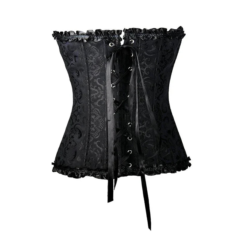 BurVogue Women Lace Up Sexy Floral  Boned Corset Overbust Body Shaper BustierLingerie Bodyshaper Top Corsets Top