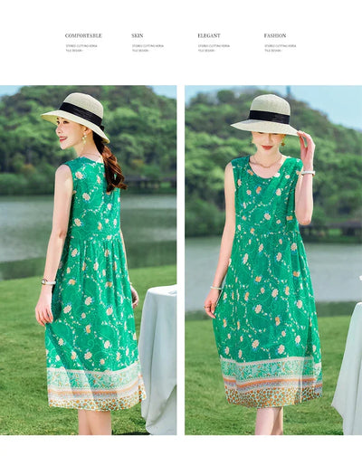 New 2024 Women Summer dresses print  Women  sleeveless Boho Beach Dress Vintage  Dresses  Sundress Beach Dress Tunic  Vestidos