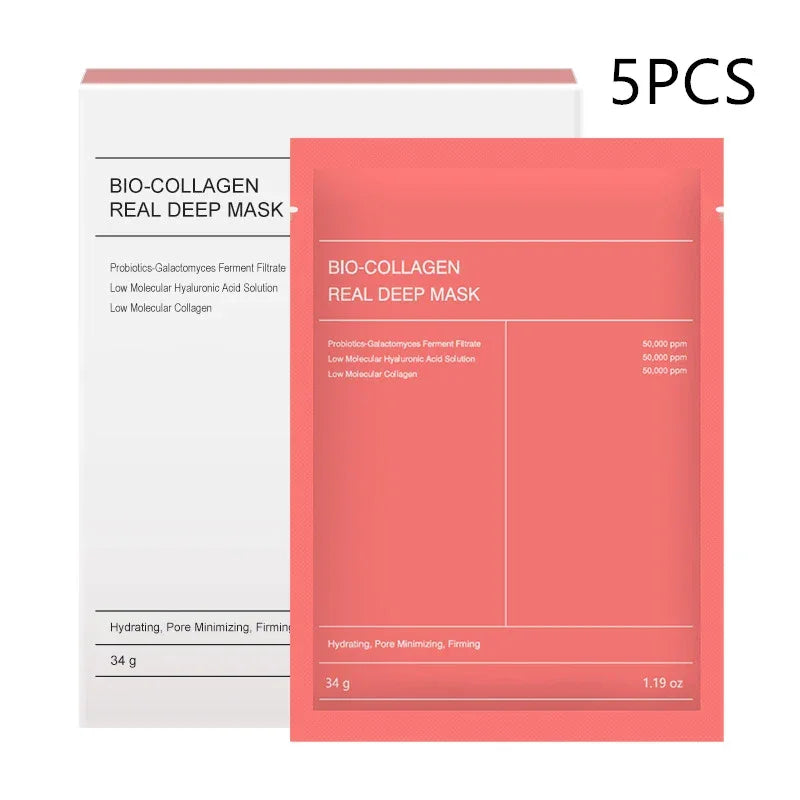 1-10Pcs Bio Collagen Face Mask Shrink Pores Deep Hydrating Overnight Mask Moisturizing Refreshing Brightening Face Skin Care - Elanique
