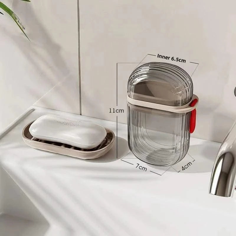 Soap Dish with Drain WaterLuxury Travel Soap Case Sealed Portable Container Mini Soap Box Compact Storage for Business Trips