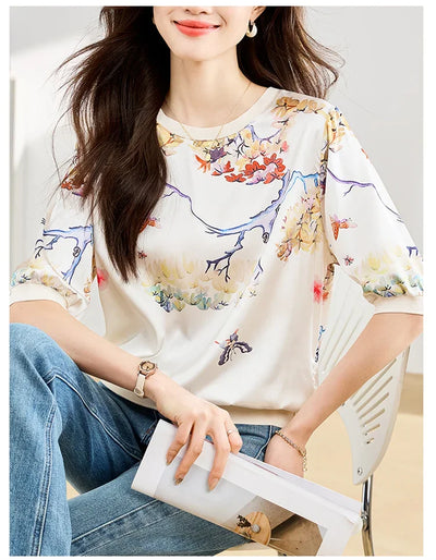 New Spring Summer Casual women T-shirts Fashion printed ladies shirts short Sleeve Tees Tops