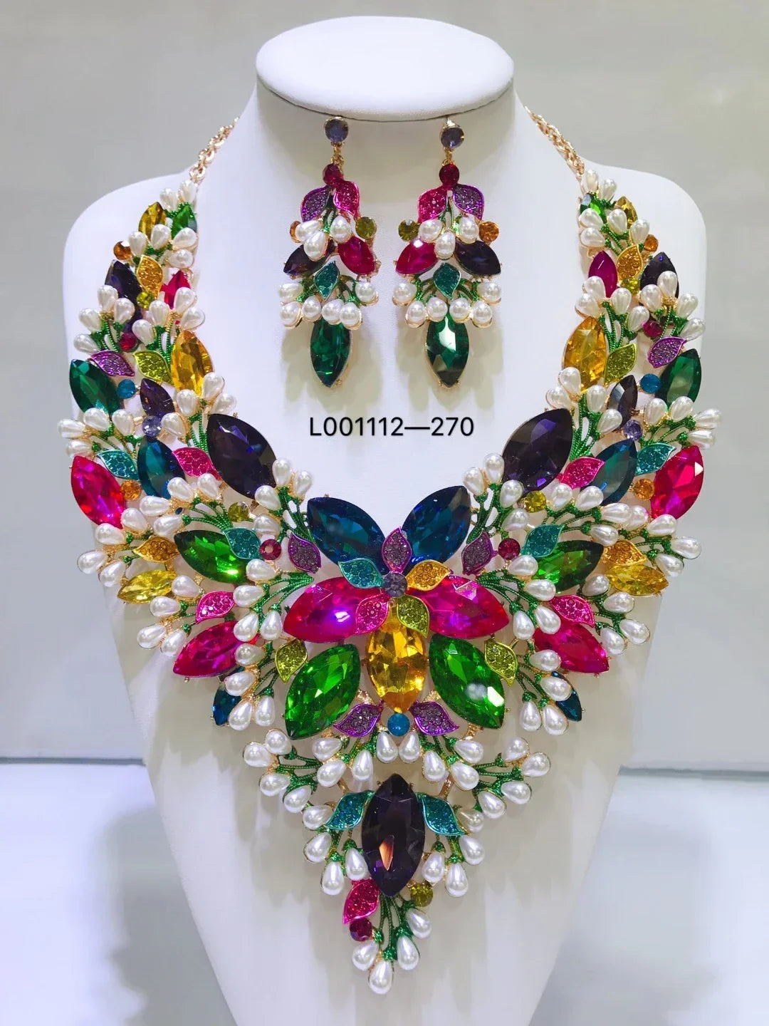 Women Luxury Necklaces Set Wedding Delicate Fashion Jewelery Set Crystal Rhinestone Earrings Jewelry Sets