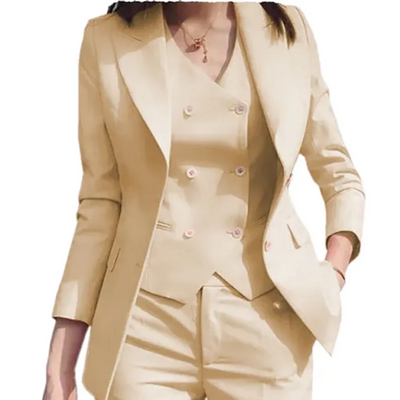 Elegant Purple Office Lady Two 3 Piece Set Outfits Up Blazer Vest Pants Suit Street Women Tracksuit