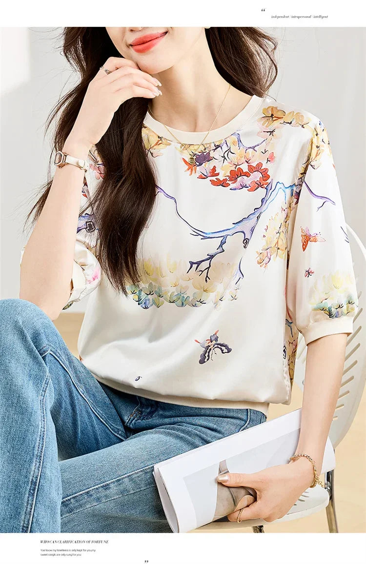 New Spring Summer Casual women T-shirts Fashion printed ladies shirts short Sleeve Tees Tops