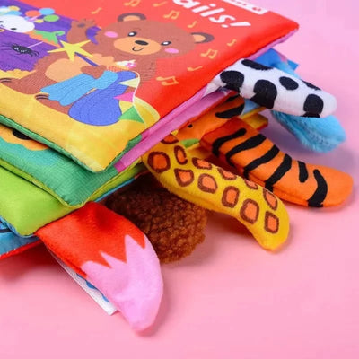 Montessori Education Baby Toys Busy Book Cartoon Animals Tail Interactive Parent-Child Fun Baby Cloth Book Baby Toys 0 6 Months