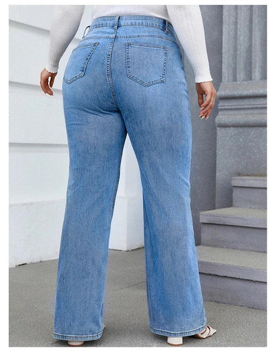 Plus Size Wide Leg Jeans for Women High Waist Baggy Women Jeans High Stretchy Straight Women Jeans Denim Pants Straight Loose