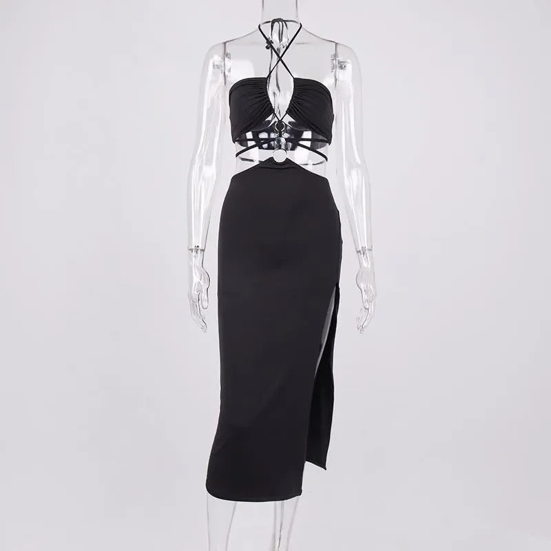 Y2k Summer midriff Baring Elegant Sexy Long Sleeve Ruched Bodycon Dress Women Maxi Dresses Skinny Stretchy Party Vestidos