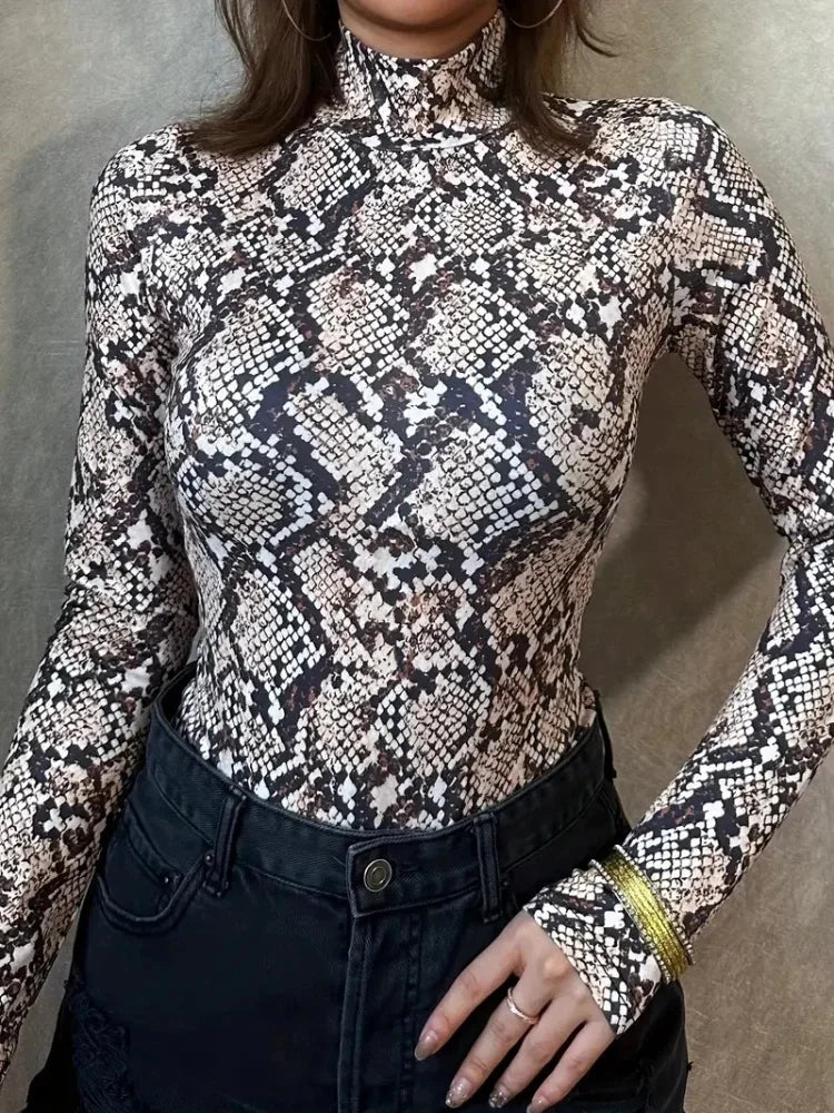 Women's Vintage Mesh Leopard Print Long Sleeve High Waist One-piece Swimsuit Summer Role Play 2025 New Beach Bikini Bodysuit